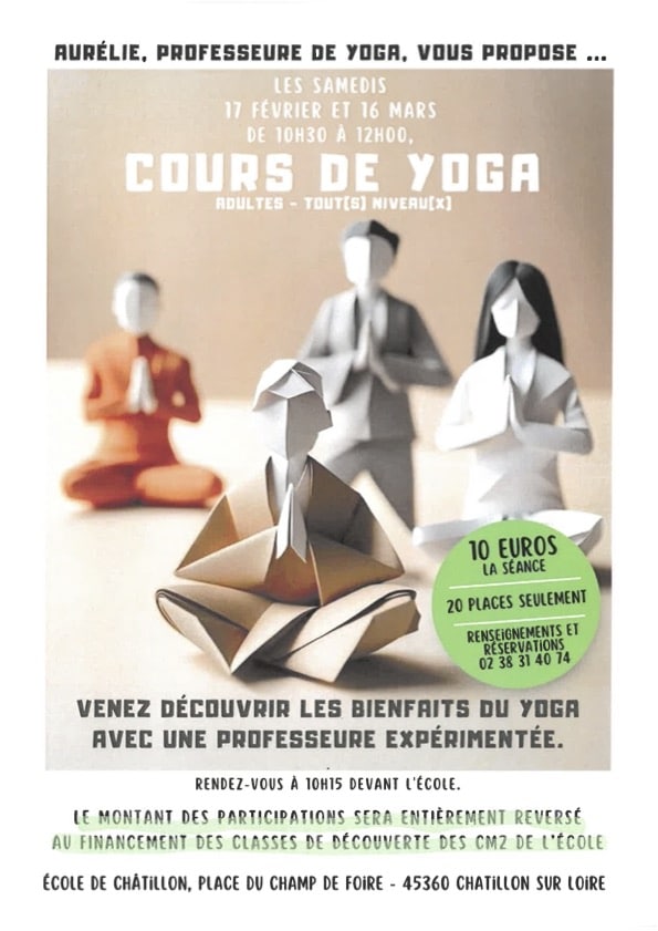 Cours de yoga au profit d’un voyage des CM2