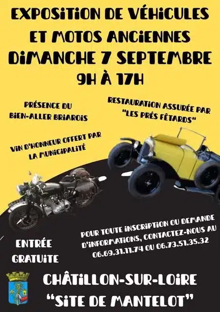 Autos et motos anciennes à Mantelot, le 7 septembre