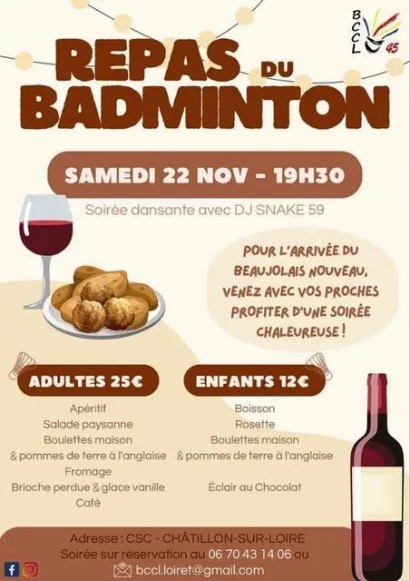 Repas du badminton