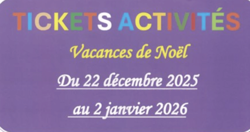 Tickets activités pendant les vacances de Noël