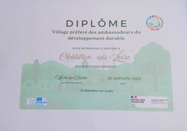 Le prix du village préféré des ambassadeurs du développement durable attribué à la commune