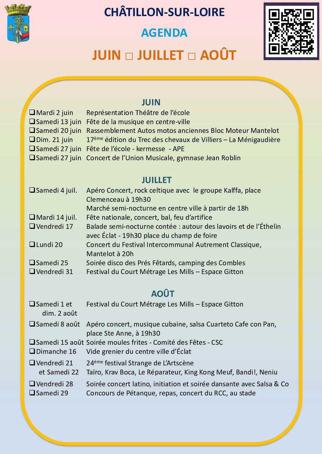Calendrier des manifestations à Châtillon d’avril à juin