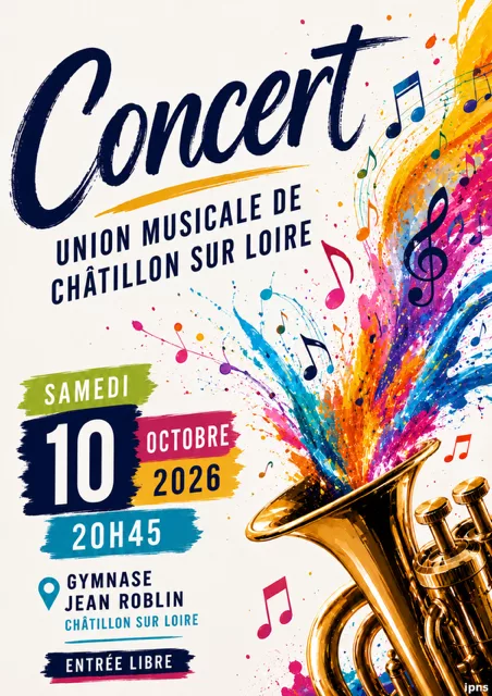 Affiche du concert de l’Union musicale, le 10 octobre 2026 au gymnase Jean-Roblin