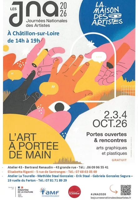 Affiche des Journées nationales des artistes, du 2 au 4 octobre 2026 à Châtillon-sur-Loire